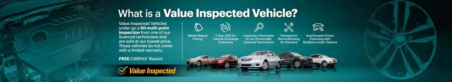 Value Inspected Vehicles undergo 50-point inspection, ensuring quality with market-based pricing and free CARFAX report.