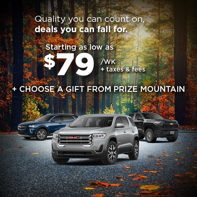 Red Chevrolet Silverado 1500 on a forest road promoting 2025 employee pricing event with discounts up to $11,300.